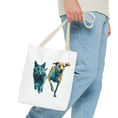 Playful Pet Tote Bag, Cat and Dog Lovers Gift, Animal Lover Bag, Eco-Friendly Shopping Bag, Cute Tote for Everyday Use