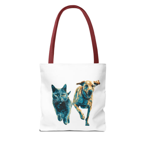 Playful Pet Tote Bag, Cat and Dog Lovers Gift, Animal Lover Bag, Eco-Friendly Shopping Bag, Cute Tote for Everyday Use
