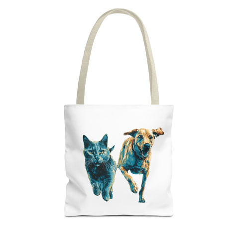Playful Pet Tote Bag, Cat and Dog Lovers Gift, Animal Lover Bag, Eco-Friendly Shopping Bag, Cute Tote for Everyday Use