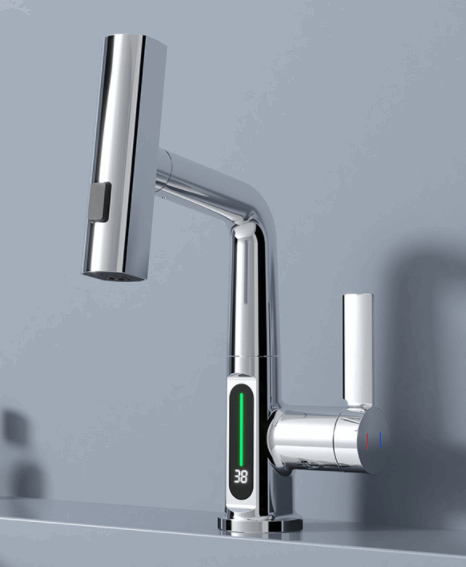 Intelligent Digital Display Faucet Pull-out Basin Faucet Temperature Digital Display Rotation