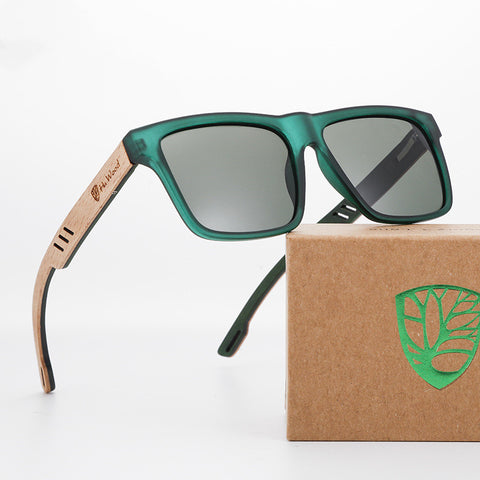 Men's Polarized Sunglasses Square Bamboo Wood Glasses