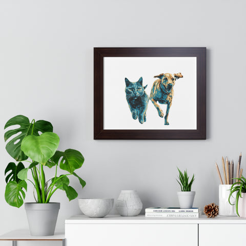 Pet Love Framed Poster | Cat and Dog Home Decor, Animal Lover Wall Art, Gift for Pet Owners, Modern Pet Art, Cute Animal Print