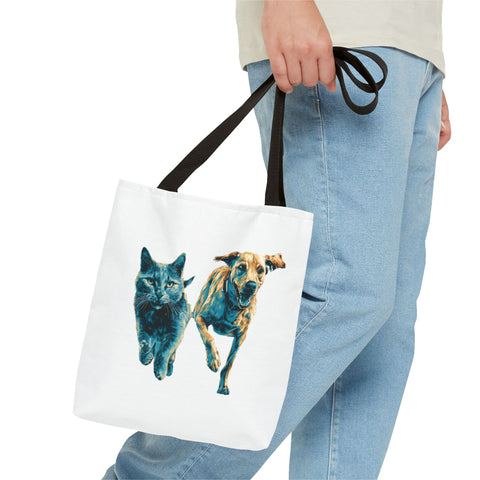 Playful Pet Tote Bag, Cat and Dog Lovers Gift, Animal Lover Bag, Eco-Friendly Shopping Bag, Cute Tote for Everyday Use
