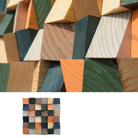 Solid Wood Mosaic TV Background Wall Puzzle Three-dimensional Decoration