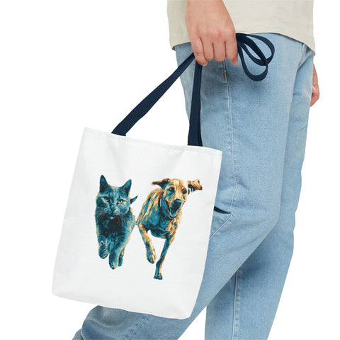 Playful Pet Tote Bag, Cat and Dog Lovers Gift, Animal Lover Bag, Eco-Friendly Shopping Bag, Cute Tote for Everyday Use