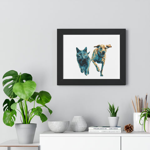 Pet Love Framed Poster | Cat and Dog Home Decor, Animal Lover Wall Art, Gift for Pet Owners, Modern Pet Art, Cute Animal Print