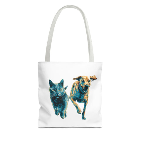 Playful Pet Tote Bag, Cat and Dog Lovers Gift, Animal Lover Bag, Eco-Friendly Shopping Bag, Cute Tote for Everyday Use