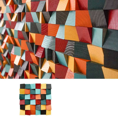 Solid Wood Mosaic TV Background Wall Puzzle Three-dimensional Decoration