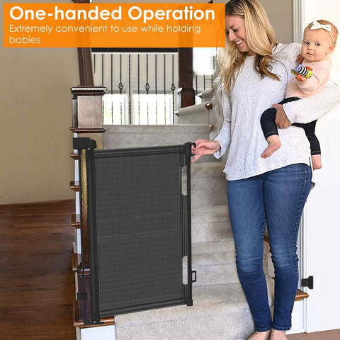 Baby Safety Gate Retractable Door Extra Wide Child Pet Safety Stairs Gate